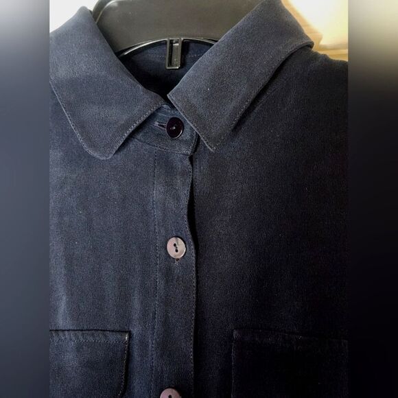 Charter Club 6P Navy Blue 100% SILK Slvless Maxi Women’s Shirt Dress - Picture 5 of 10